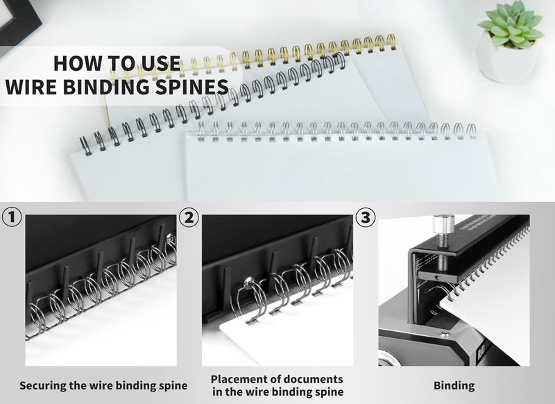 RAYSON WR21127BK Wire Binding Spines, 2:1 Pitch Double Loop Binding Wires 1/2 Inch, 21-Loop Wire Ring Pack of 100 with Black - Image 5